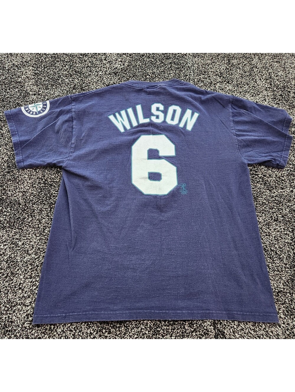 90s Vintage Seattle Mariners Majestic Wilson #6 Shirt Medium Blue Single Stitch